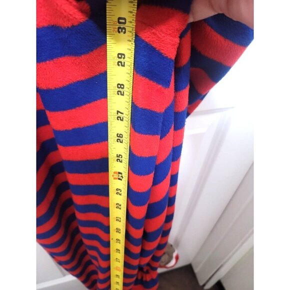 NICK & NORA Adult Sock Monkey Footed Onesie Pajamas Red & Blue Stripes Size L - Picture 13 of 15
